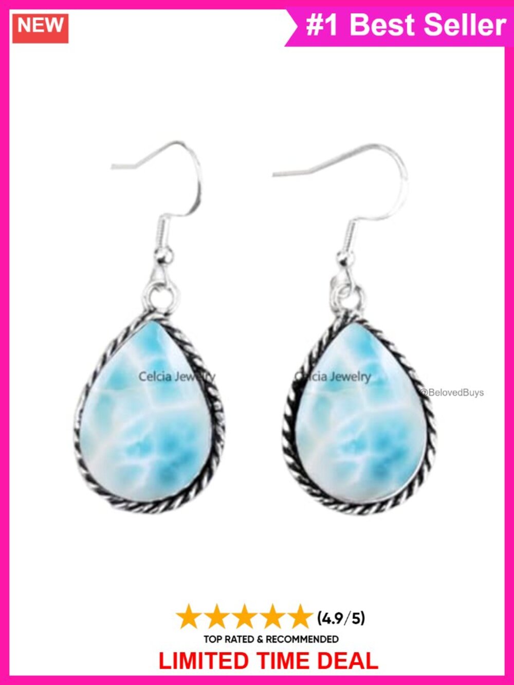 925 Sterling Silver Pear Gemstone Dangle Drop Earrings Handcrafted